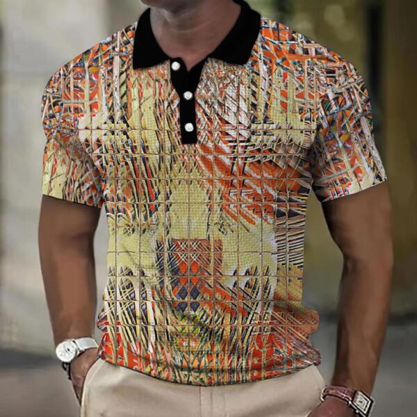 Camisetas masculina, retro Polo, manga curta, 3D manchado , casual, solta camisa de grandes dimensões, alta qualidade, roupas esportivas, tops macios - Image 6