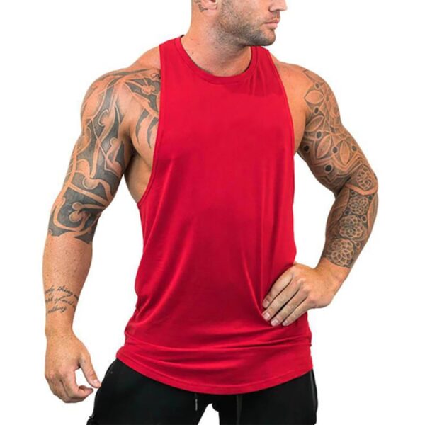 Camiseta masculina regata esportiva sem mangas, camiseta com corte muscular, camisa em y para treino - Image 5