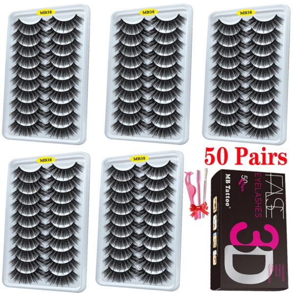 Cílios dramáticos naturais longos Mb, 3d vison, wispies cílios extensão olho, beleza, postiços conjunto falso, 50 pares - Image 10