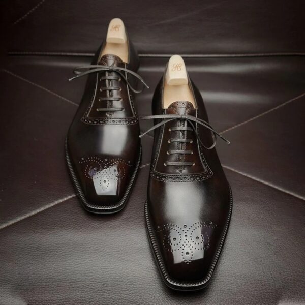 Sapatos masculino Oxfords, marrom, preto, PU Office Brogue Dress Shoes - Image 2