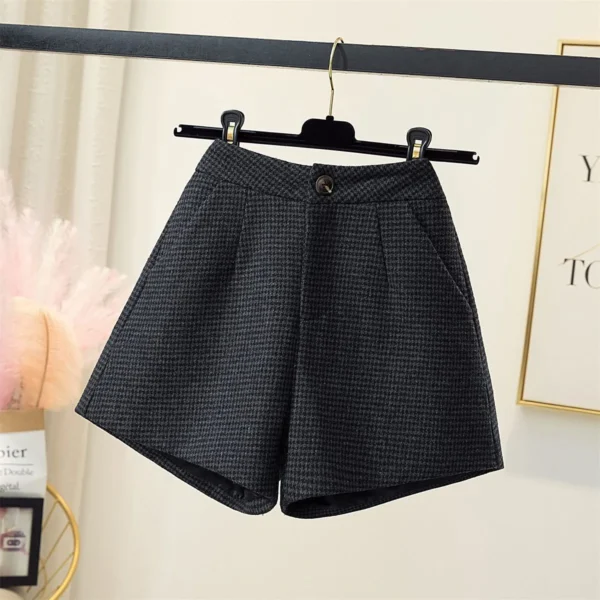Shorts feminino, Houndstooth, Cintura Alta, Perna Larga, Botas, Lã, Roupa de Inverno, Novo, Outono - Image 8