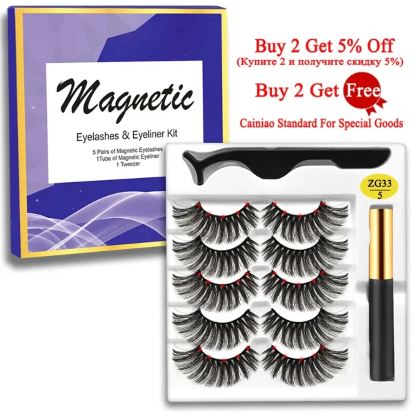 Cílios magnéticos, MB,  Set com pinças Eyeliner, cílios 3D Mink, cílios falsos naturais, Magnetique, 5 pares, Novo - Image 32