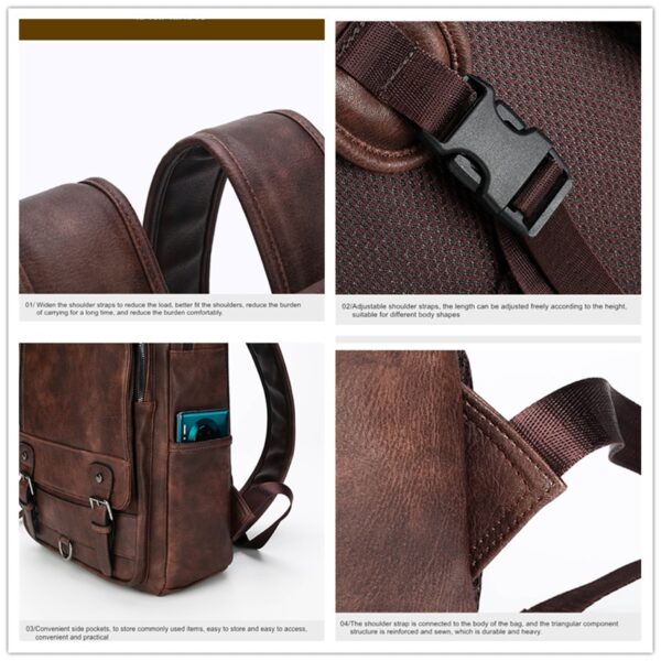 Mochilas masculina de couro, JEEP BULUO, bolsa para laptop, grande capacidade, negócios, viagens, faculdade, escola, mochilas, moda masculina, 15,6" - Image 4