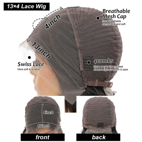 Perucas Curta Bob Lace Frontal, cabelo humano, 13x4, onda profunda, 180 Densidade - Image 5
