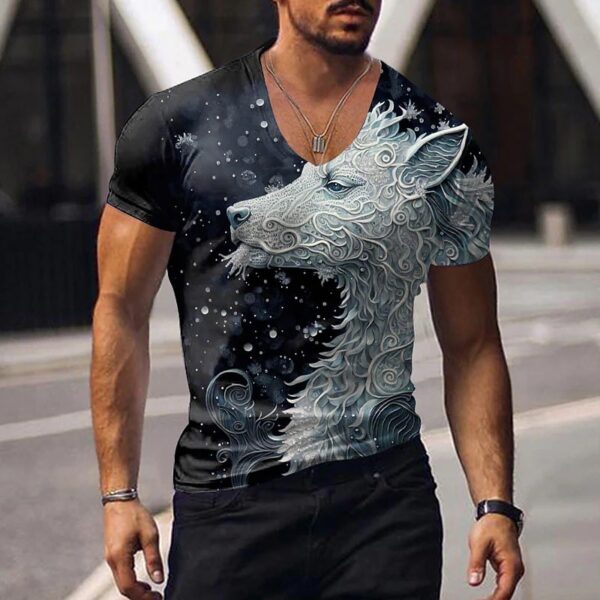 Camisetas masculina manga curta, animal estampada em 3D, tops com gola V, camiseta extragrande, roupas da moda de alta qualidade, verão - Image 15