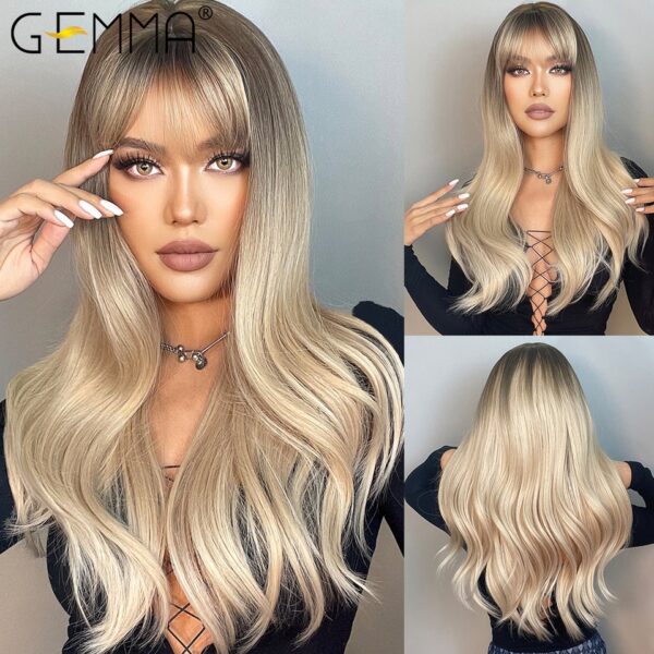 Peruca sintética longa ondulada cosplay GEMMA com Franja, peruca de cabelo natural para mulheres brancas, festa, resistente ao calor, rosa claro - Image 29