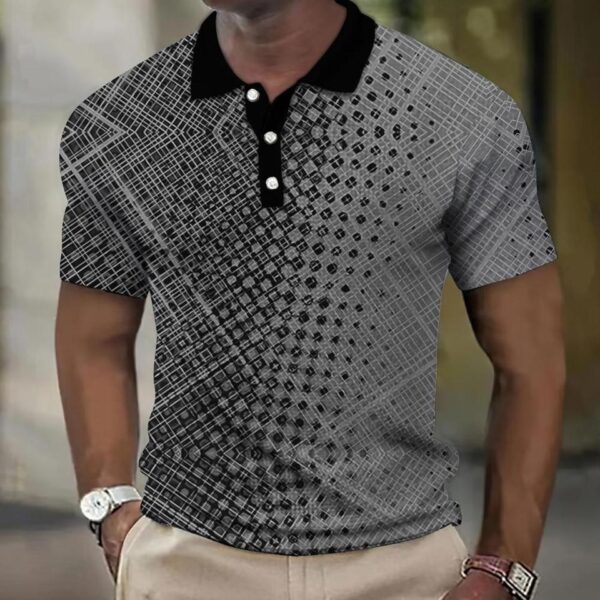 Camisetas masculina, retro Polo, manga curta, 3D manchado , casual, solta camisa de grandes dimensões, alta qualidade, roupas esportivas, tops macios - Image 5