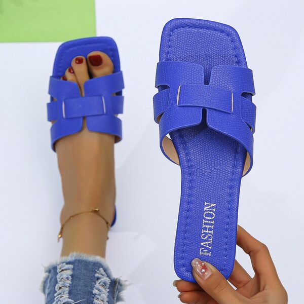 Chinelos femininos de praia ao ar livre, chinelos de luxo, planos, sandálias femininas, moda de marca, sapatos deslizantes, verão, tamanho grande 43, 2023 - Image 9