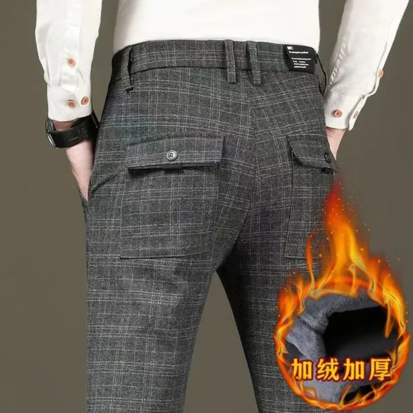 Calças masculina 4 estações, xadrez,  de negócios, roupas em linha reta casual harem calças tamanho 38 - Image 18