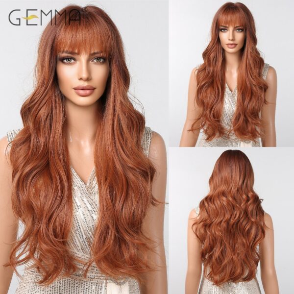 Peruca sintética longa ondulada cosplay GEMMA com Franja, peruca de cabelo natural para mulheres brancas, festa, resistente ao calor, rosa claro - Image 20