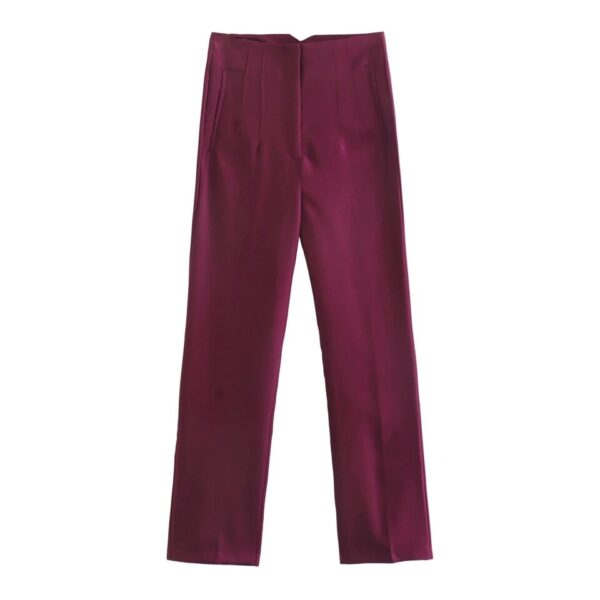 Calças feminina reta, KONDALA-moda chique, roupas de escritório, vintage, cintura alta, com zíper, 2023 - Image 34