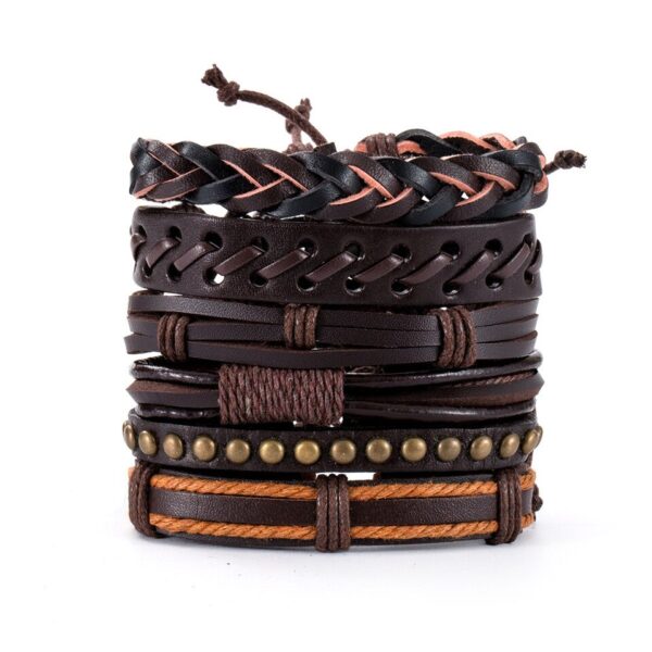 Pulseira couro ajustável, moda viking, mão, pulseiras tecido crânio, jóias ajustável conjunto - Image 27
