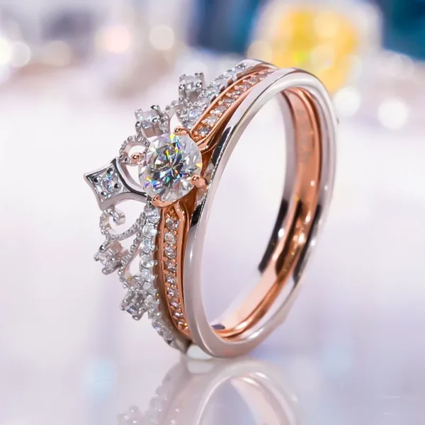 Anéis feminino, nova Coroa Moissanite Set Anel S925, Sterling Silver, Rose Banhado A Ouro, Fine Jewelry Noivado, Presente, 2023 - Image 6