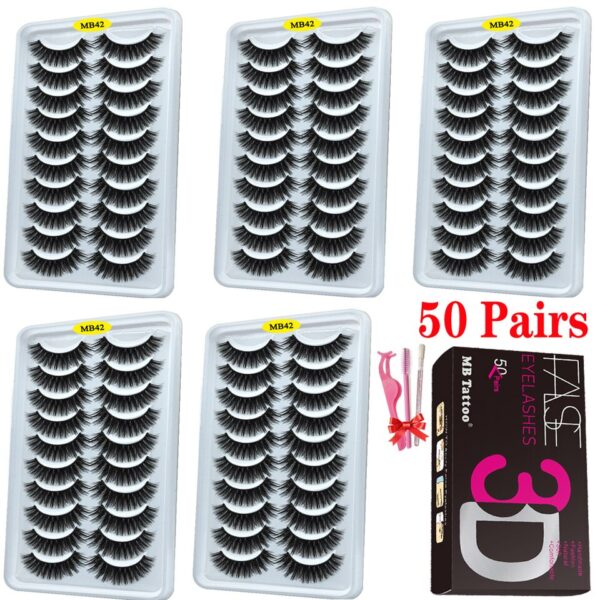 Cílios dramáticos naturais longos Mb, 3d vison, wispies cílios extensão olho, beleza, postiços conjunto falso, 50 pares - Image 38