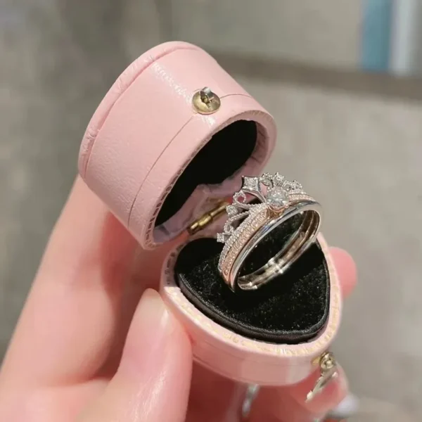 Anéis feminino,Moissanite Diamante, Anéis de Noiva, S925 Sterling Silver, Duplo Cor, 2 em 1 Jóias Finas, Luxuoso, 0.3ct - Image 3