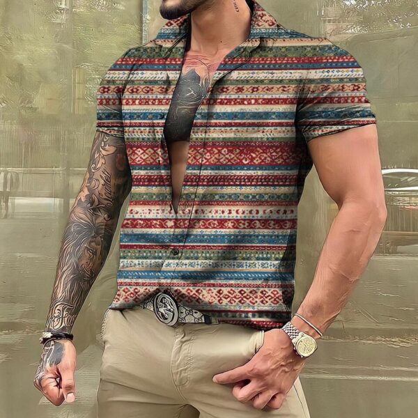 Camisas masculina havaiana de manga curta, roupas vintage extragrandes, estilo étnico, camisas estampadas, streetwear casual, tops soltos Dazn - Image 14