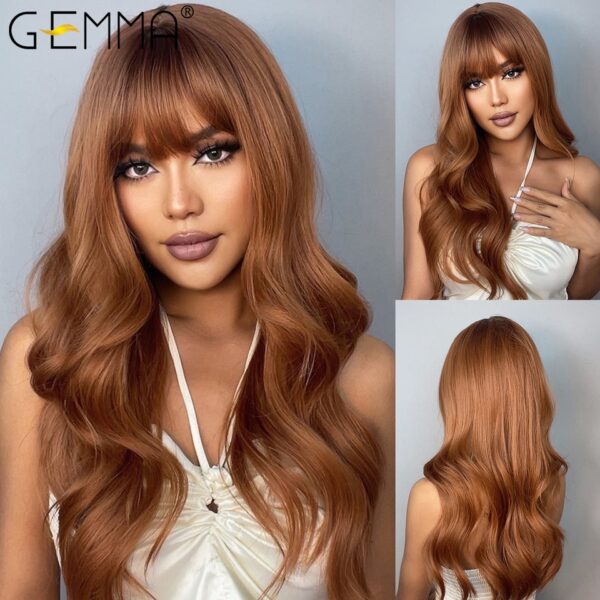 Peruca sintética longa ondulada cosplay GEMMA com Franja, peruca de cabelo natural para mulheres brancas, festa, resistente ao calor, rosa claro - Image 13