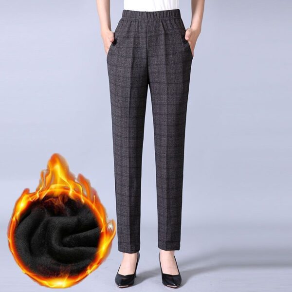 Calças feminina casual lápis xadrez, moda coreana, roupas de streetwear, cintura alta, calça reta, quente, outono, inverno - Image 6