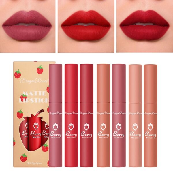 Batom líquido, 3 pçs conjunto, doce matte velvet, esmalte à prova d água de longa duração não-marcação natural lábio matiz kit  yzl1 - Image 30