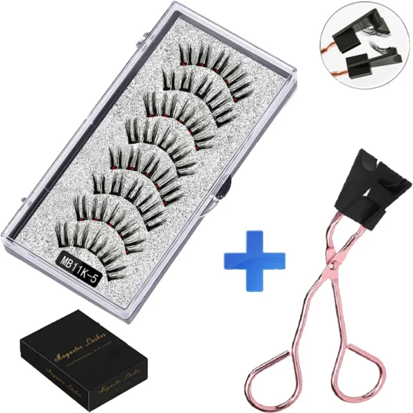 Cílios magnéticos, LEKOFO,  Natural Mink Eye Lashes, 5 Cílios Magnéticos, 4 Pares Ímãs, Faux Lashes Pinças, 8Pcs - Image 21
