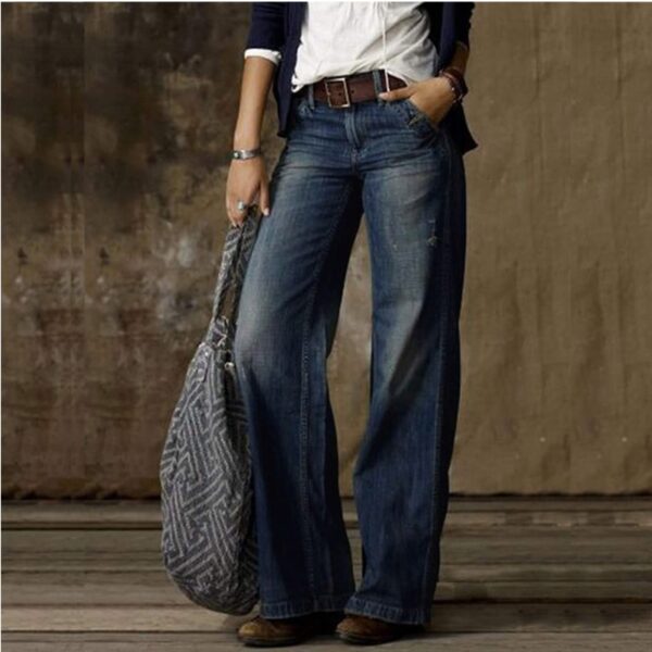 Calças feminina Jeans retrô cintura alta, calça reta de perna solta, moda casual de rua, Y2K, novo, 2023 - Image 2