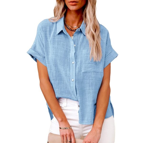 Camisas feminina de manga comprida com lapela, camisa extragrande solta, camisas brancas amarelas de lazer, blusas femininas, outono - Image 6