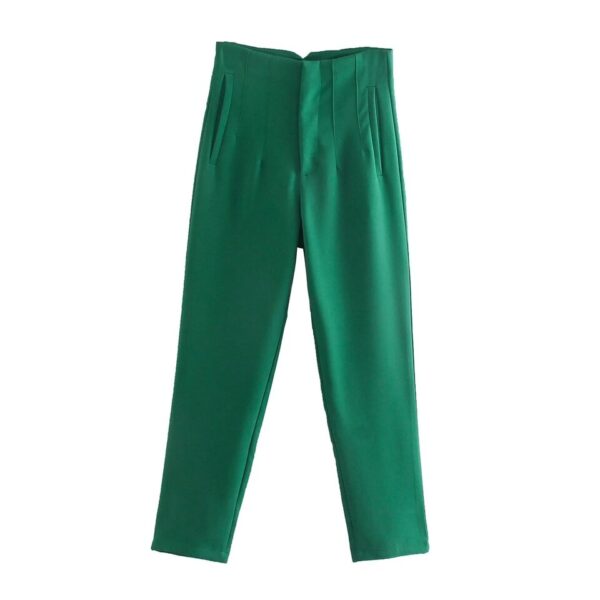 Calças feminina reta, KONDALA-moda chique, roupas de escritório, vintage, cintura alta, com zíper, 2023 - Image 32
