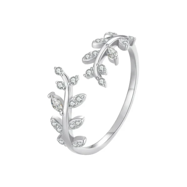Anéis feminino prata esterlina, Bamoer-925, jóias finas com design delicado folha, 2 cores, estilo coreano, presente - Image 2