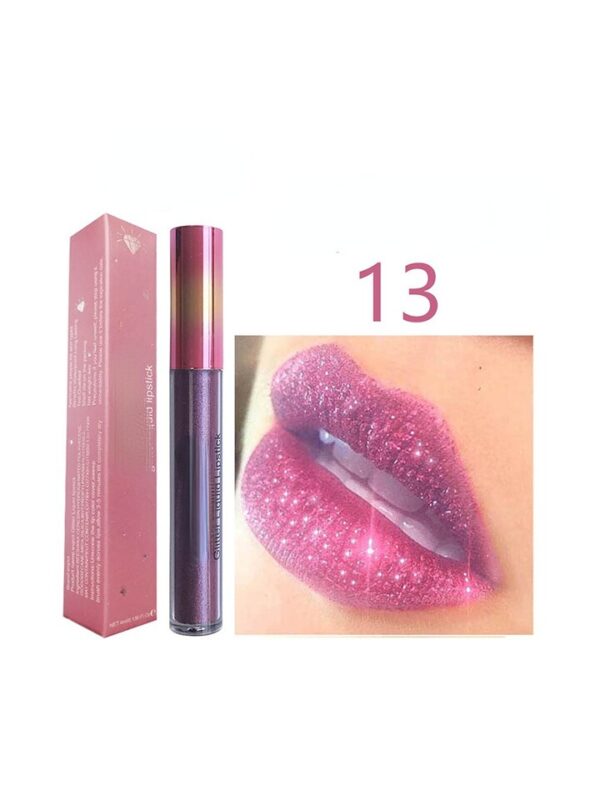 Batom líquido Diamond Pearl, Waterproof Diamond Shimmer Glitter Lip Gloss, 18 Cores Matte Glitter, Color Lip Gloss Sexy Make Up - Image 16