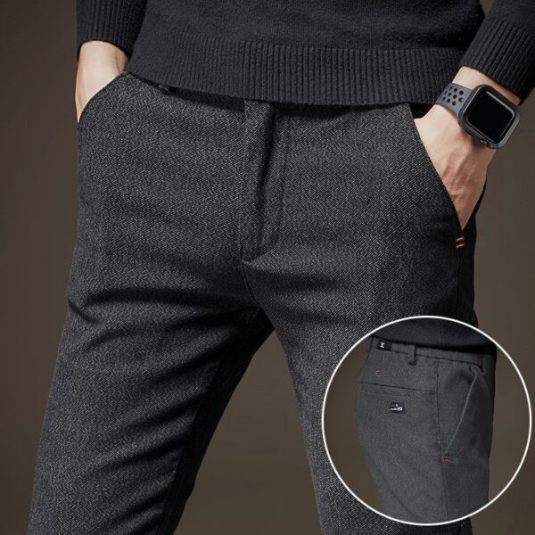 Calças masculina reta Plus Fleece Thicken Men's Casual Sport, Streetwear Moda Outono Inverno, Sólida Completa - Image 7