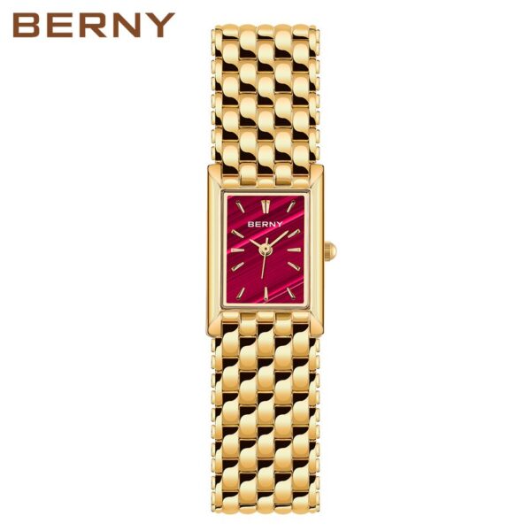 Relógio de pulso de ouro para mulher luxo retângulo, de quartzo dourado aço inoxidável senhoras relógios montre femme - Image 4