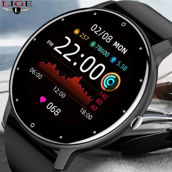 Relógio de pulso, Lige 2023, inteligente tela de toque completa, esporte fitness relógio ip67 à prova d água, bluetooth para android ios smartwatch masculino + caixa