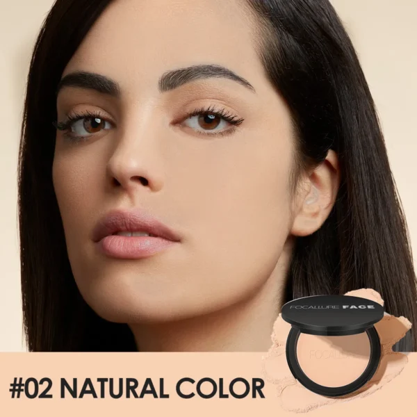 Pó facial prensado à prova d'água, Focallure, maquiagem de longa duração, cobertura total para o rosto, pó compacto, cosméticos base, 9 cores - Image 8