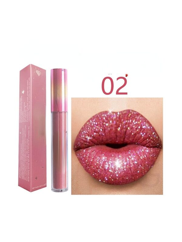 Batom líquido Diamond Pearl, Waterproof Diamond Shimmer Glitter Lip Gloss, 18 Cores Matte Glitter, Color Lip Gloss Sexy Make Up - Image 6