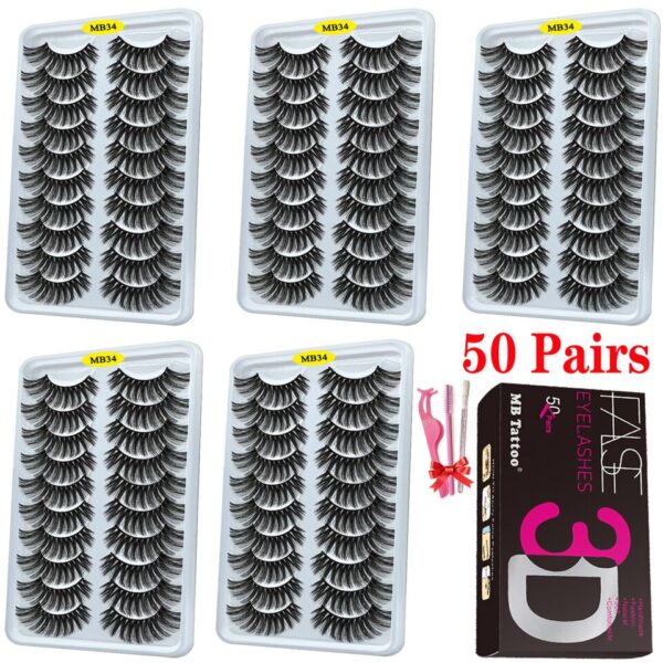 Cílios dramáticos naturais longos Mb, 3d vison, wispies cílios extensão olho, beleza, postiços conjunto falso, 50 pares - Image 11
