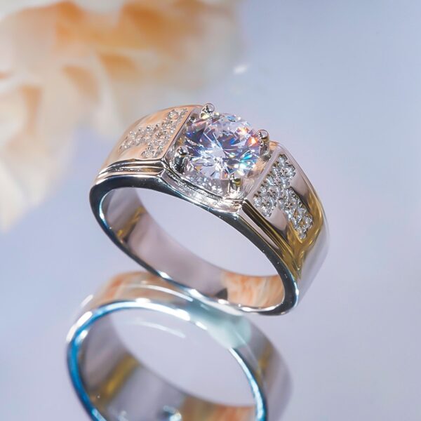 Anéis masculino, Qinhuan moissanite, s925 prata esterlina 18k branco banhado a ouro, jóias finas anel de luxo - Image 7