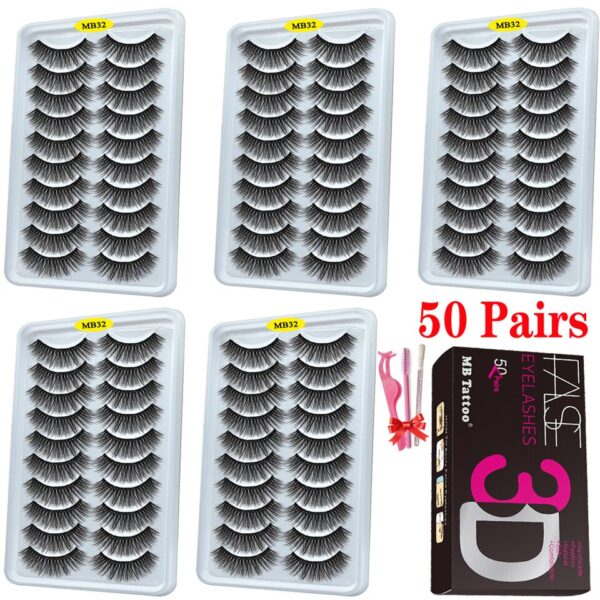 Cílios dramáticos naturais longos Mb, 3d vison, wispies cílios extensão olho, beleza, postiços conjunto falso, 50 pares - Image 32
