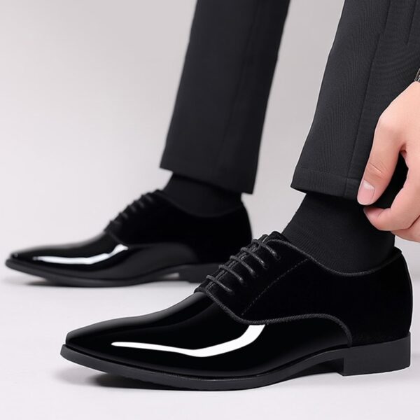 Sapatos masculino de couro envernizado, Clássico, com renda, Casual, Negócios, Formal, Escritório, Trabalho, Festa. - Image 4
