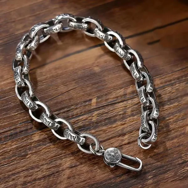 Pulseiras de mantra Unissex, S925, Prata Six-Character, Nova Tendência Retro, Joalheria, 100% Real, 2023 - Image 6