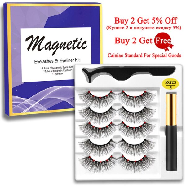 Cílios magnéticos, MB,  Set com pinças Eyeliner, cílios 3D Mink, cílios falsos naturais, Magnetique, 5 pares, Novo - Image 26