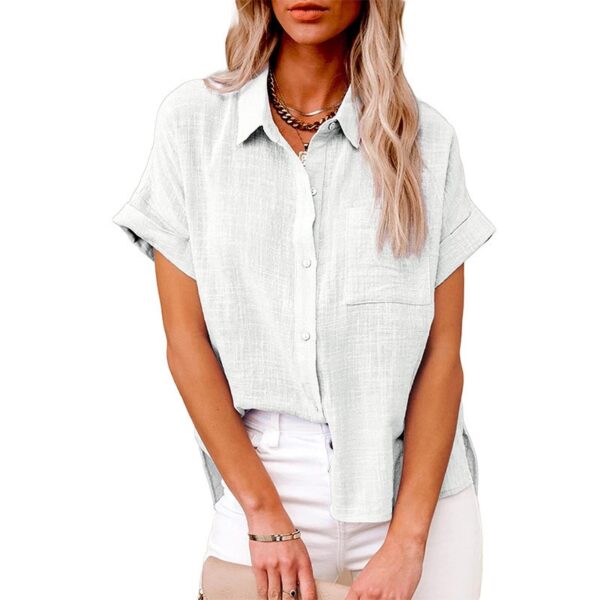 Camisas feminina de manga comprida com lapela, camisa extragrande solta, camisas brancas amarelas de lazer, blusas femininas, outono - Image 26