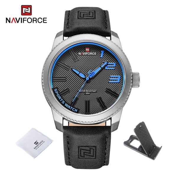 Relógio de pulso militar Naviforce, esportes anti-choque pulseira de couro à prova d água, moda relógio verde, de quartzo, de pulso. - Image 3