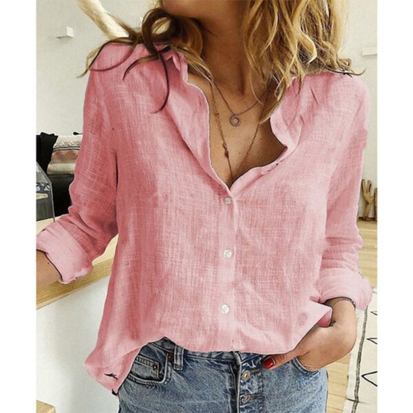 Camisas feminina de manga comprida com lapela, camisa extragrande solta, camisas brancas amarelas de lazer, blusas femininas, outono - Image 13