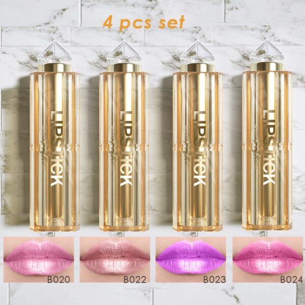 Batom brilho perolado, kit 4 pçs, coreano de longa duração à prova d água, magia, shimmer nude cor glitter batom fosco - Image 15