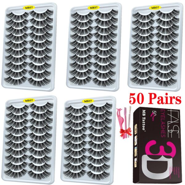 Cílios dramáticos naturais longos Mb, 3d vison, wispies cílios extensão olho, beleza, postiços conjunto falso, 50 pares - Image 24