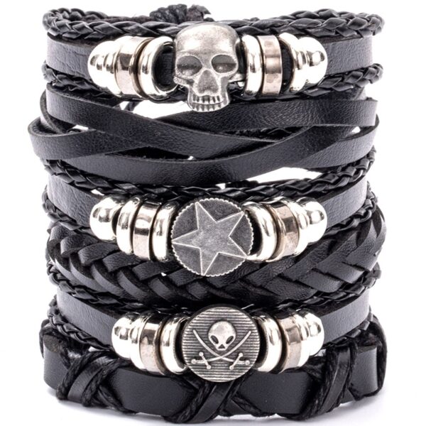 Pulseira couro ajustável, moda viking, mão, pulseiras tecido crânio, jóias ajustável conjunto - Image 10