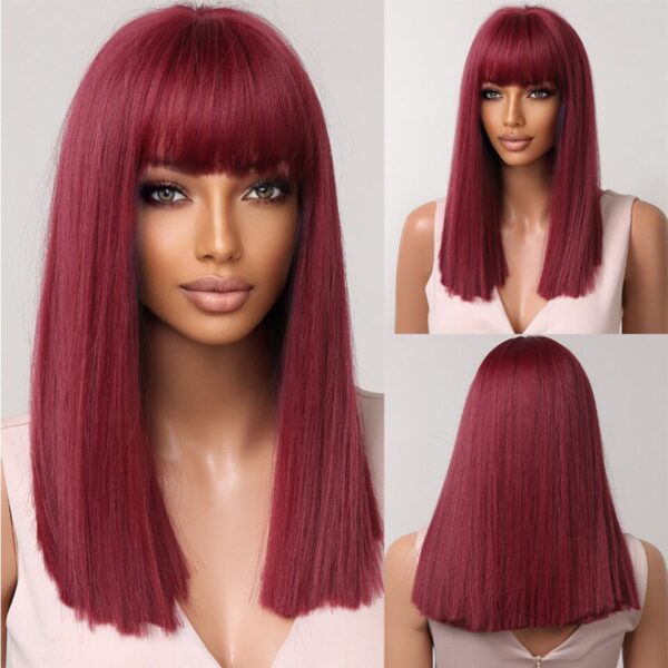 Perucas curta sintética, HENRY MARGU, para Mulheres Negras, Loiras, Marrons, Ombre Com Franja, Cabelo Cosplay, Resistente Ao Calor - Image 4