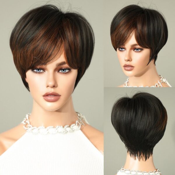 Perucas sintética curta com Franja, cabelo de simulação alta, couro cabeludo alto, branco, dourado e loiro, perucas de cabelo, vários estilos - Image 3