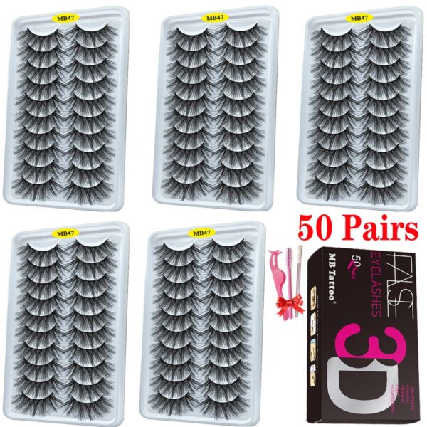 Cílios dramáticos naturais longos Mb, 3d vison, wispies cílios extensão olho, beleza, postiços conjunto falso, 50 pares - Image 36