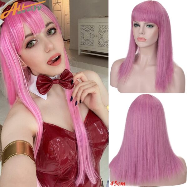 Perucas de cabelo sintético, LGBTQ, Allaosify, cosplay lolita feminino acessórios de cabelo longo encaracolado onda rosa azul anime cosplay. - Image 2